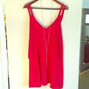 Red strappy dress